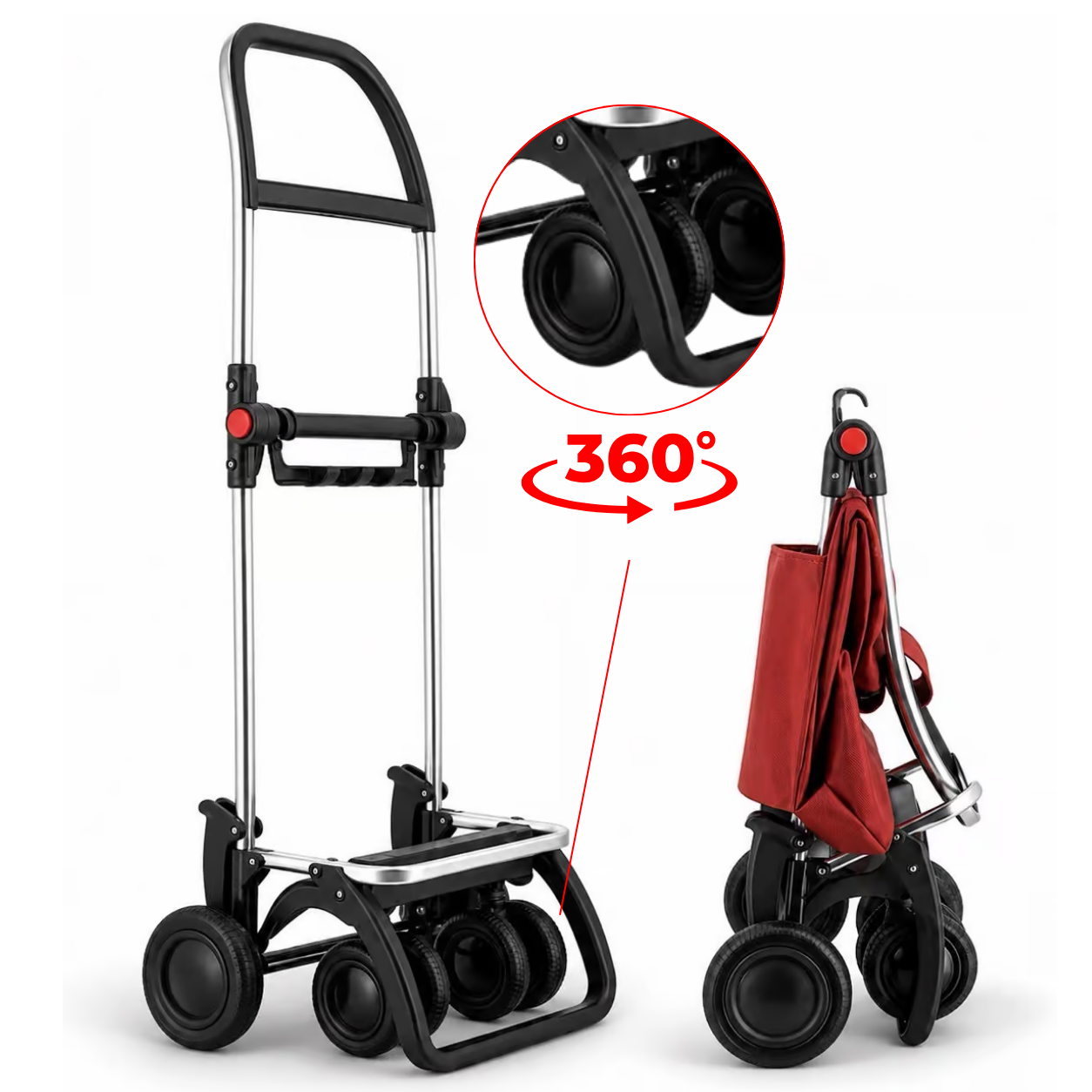 Chariot Rolser 4 roues pliable avec roues directionnelles